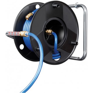 Druckluftschlauchtrommel Anti Twist - 18,5m Schlauch + 1,5m Verbindungsschlauch | Mit Metall-Einhand-Schnellkupplungen & Wandhalterung | Made in Germany